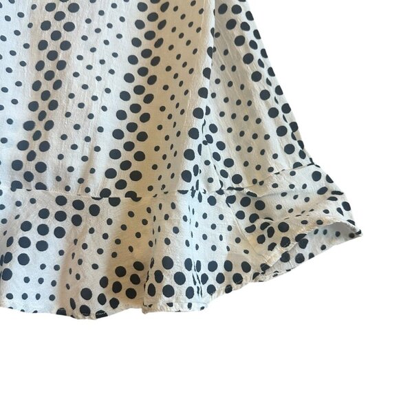 Karen MIllen White Polka Dot Wrap Dress Flutter Sleeves Ruffle Mini Size 2 Women - Picture 7 of 10